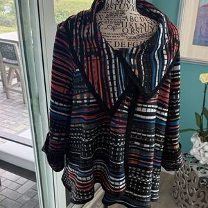 Joseph Ribkoff Black Multicolor Striped Cardigan